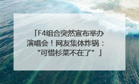 F4组合突然宣布举办演唱会！网友集体炸锅：“可惜杉菜不在了”